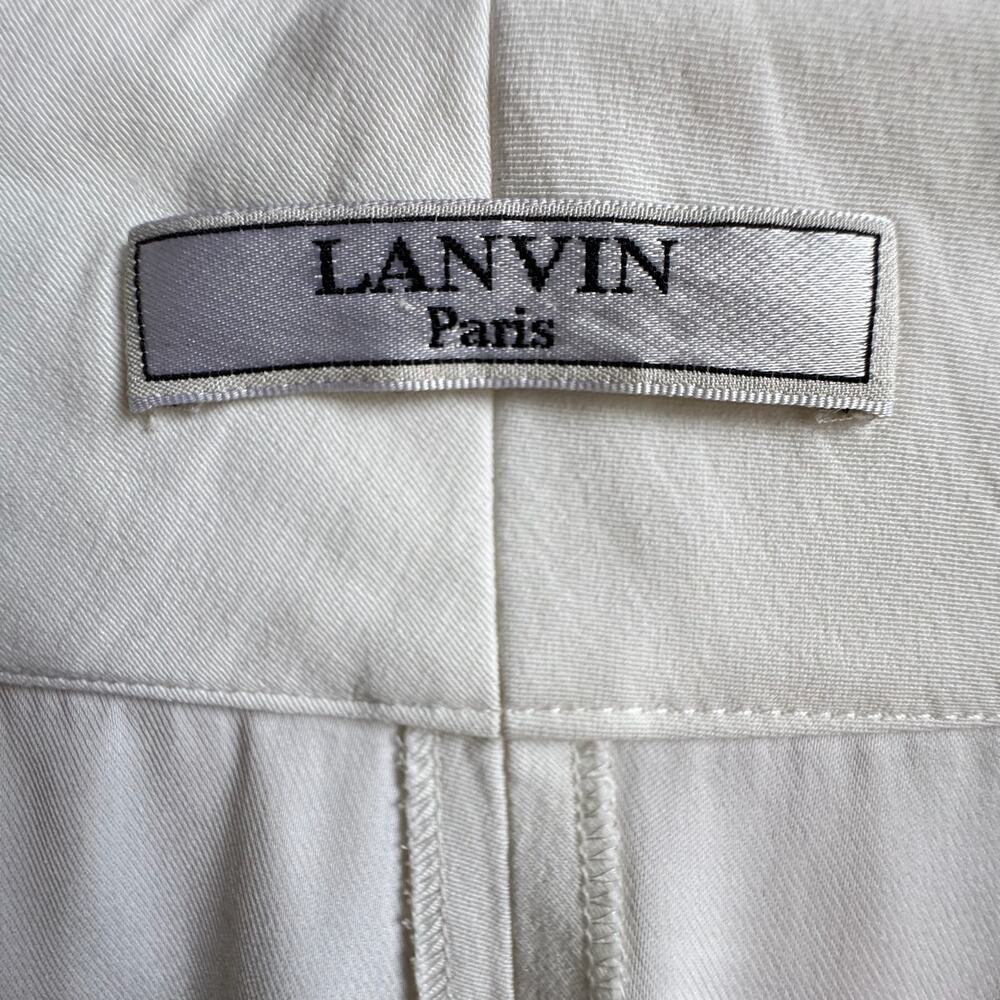 LANVIN PARIS White Crepe Wide-leg Pants - Picture 5 of 9